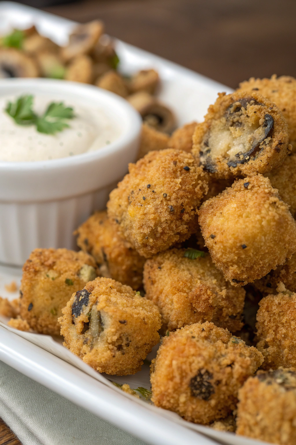 Crispy Fried Mushrooms with Cool Ranch Dip