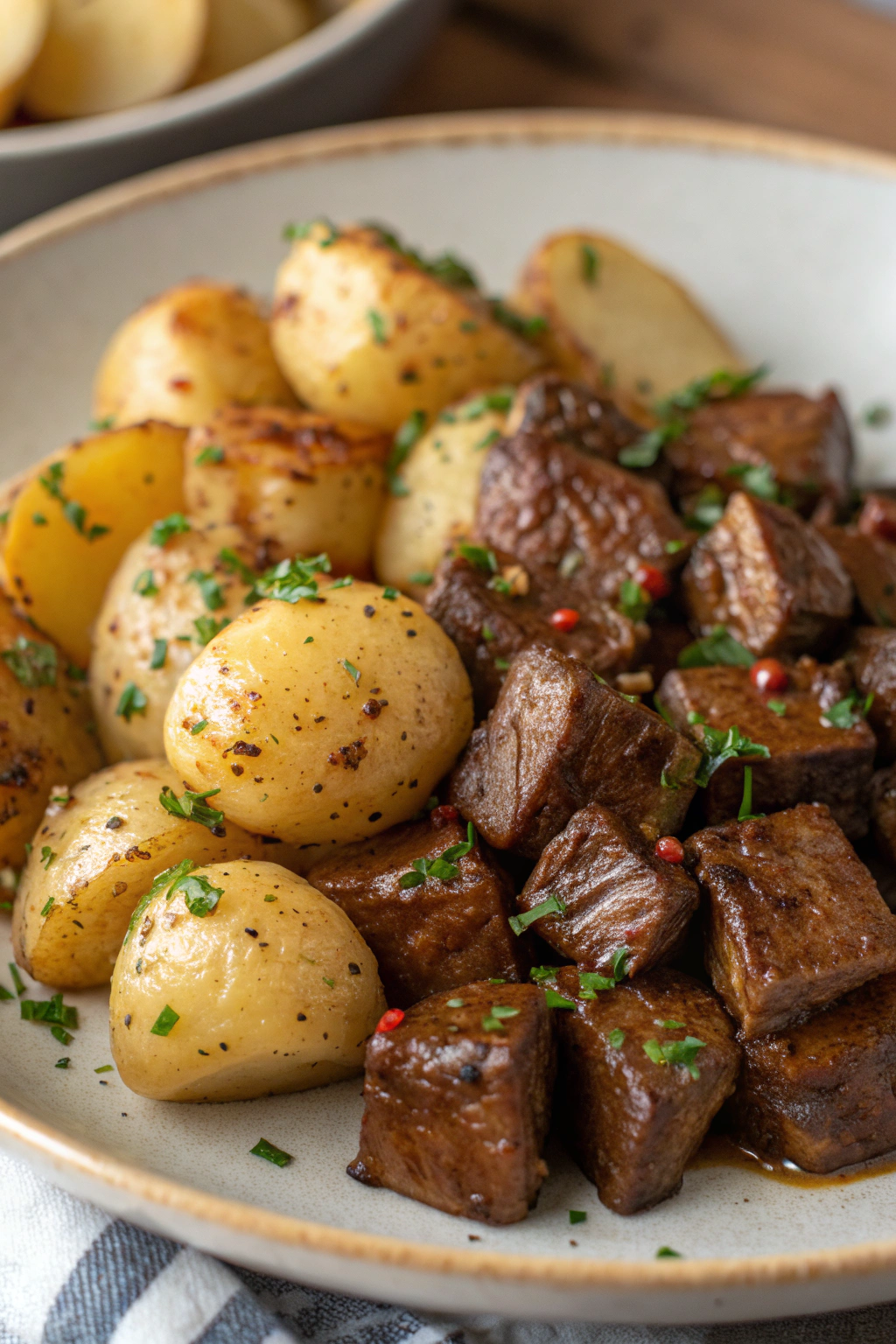 Garlic Butter Steak Bites & Potatoes Recipe