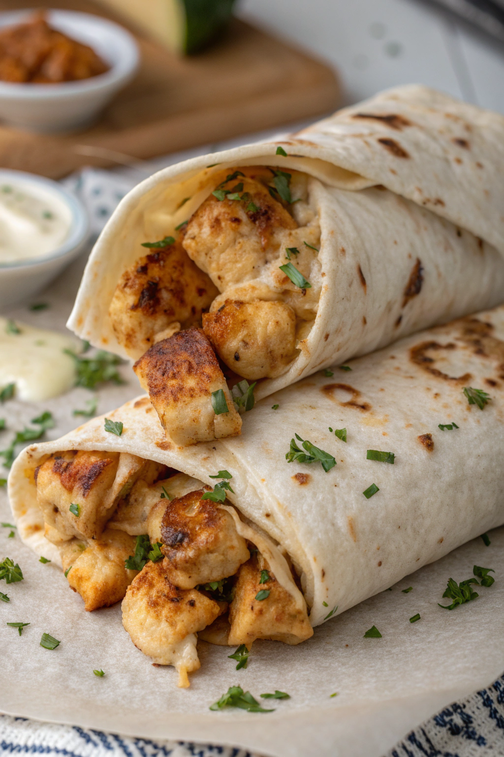 Ooey-Gooey Cheesy Garlic Chicken Wraps Recipe