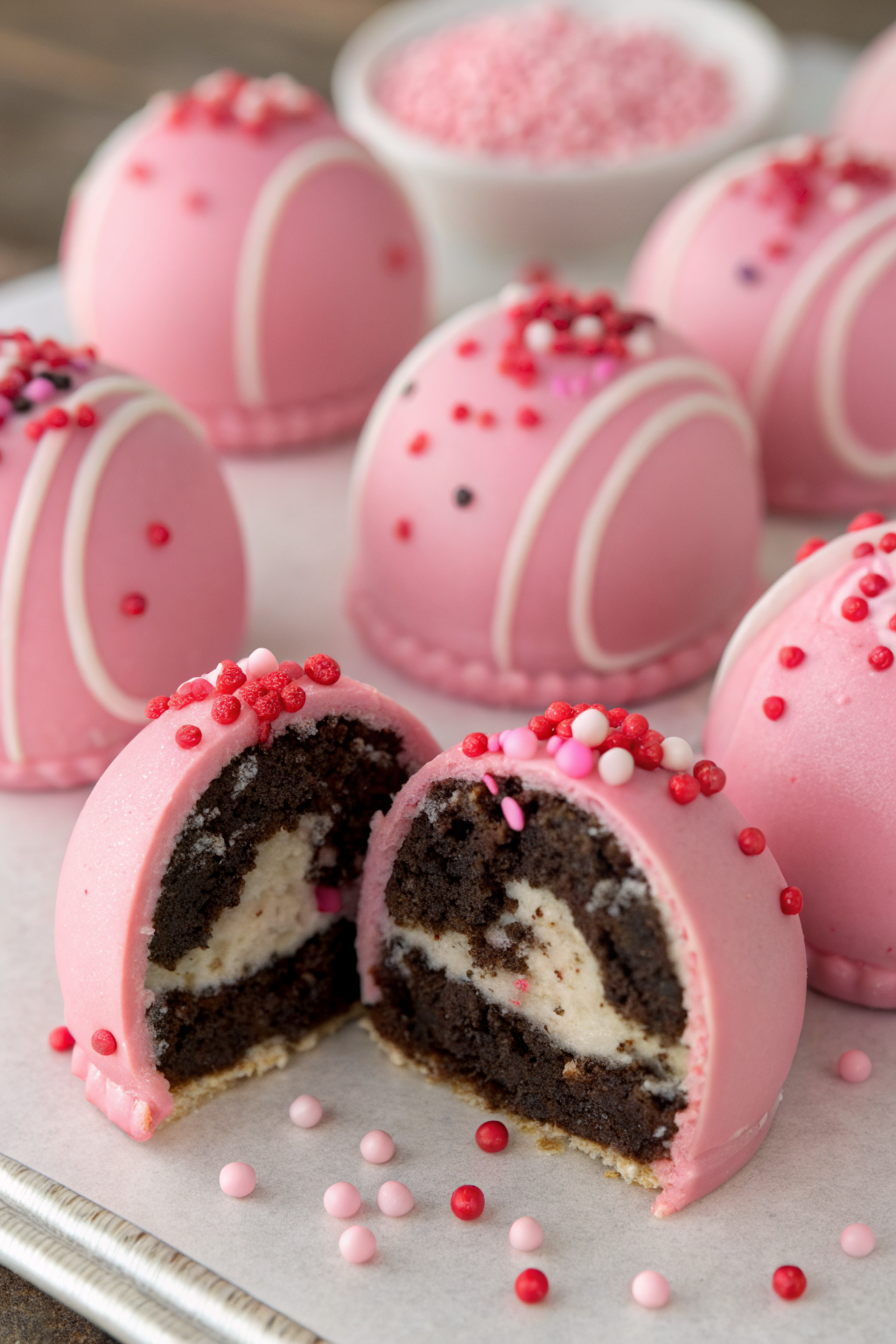 Oreo Truffle Balls with Pink Candy Coating