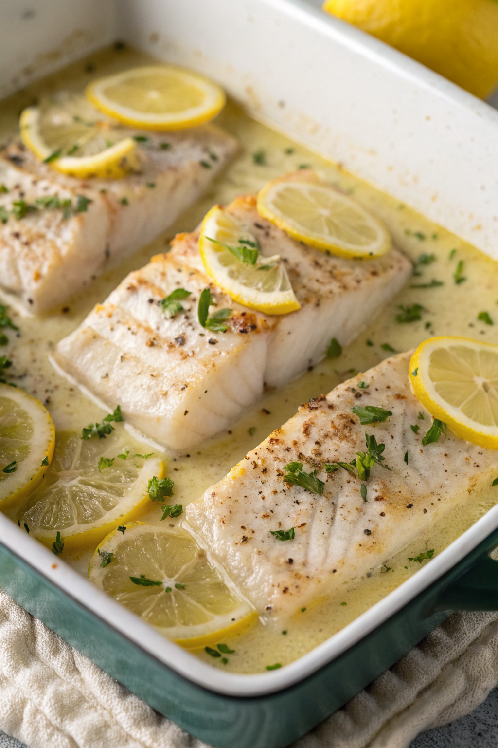 Baked Cod in Coconut Lemon Cream Sauce