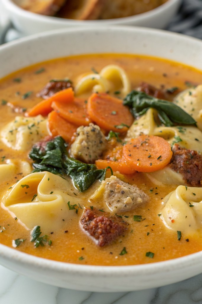 Sausage Tortellini Soup with Spinach