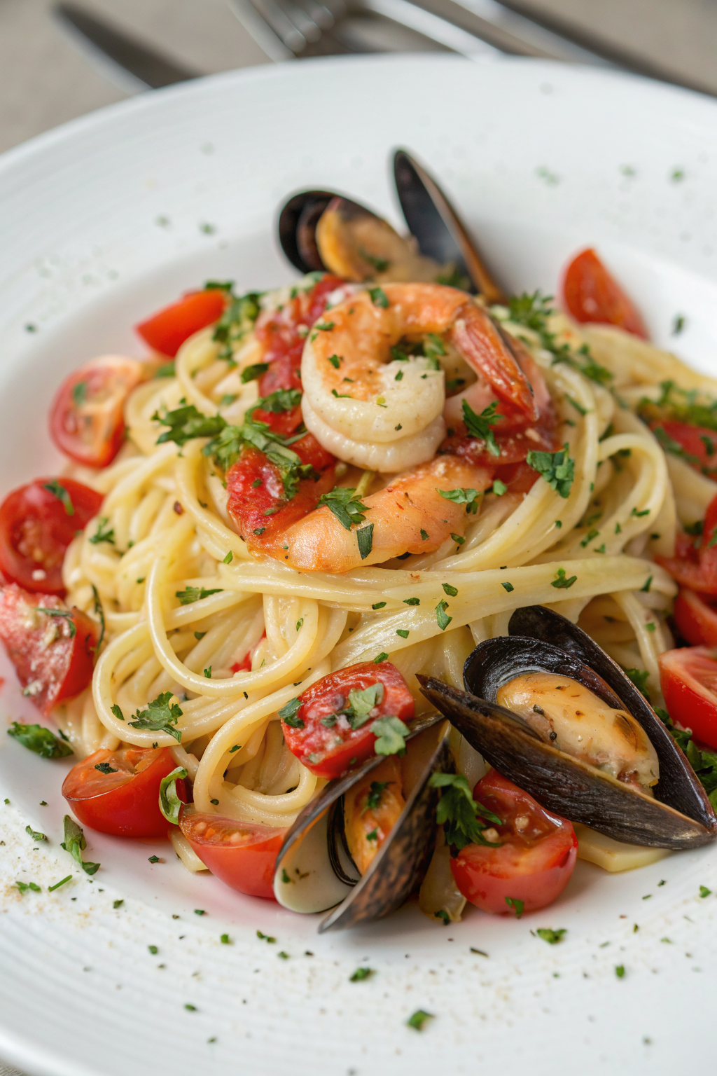 Seafood Pasta with Linguine Shrimp Mussels