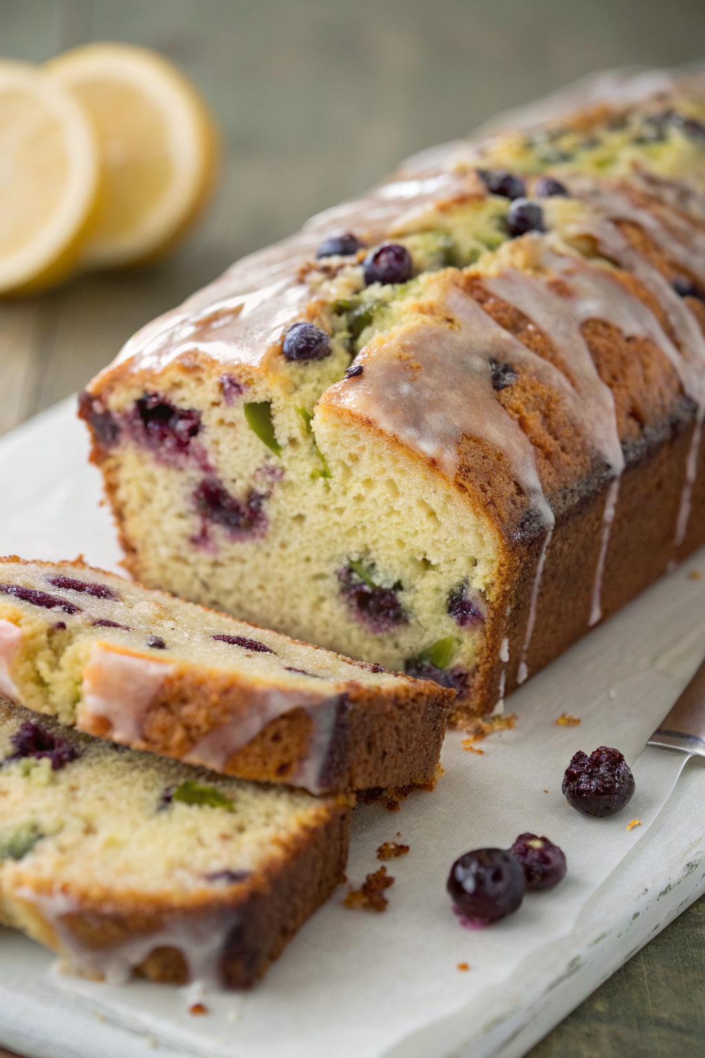 Blueberry Zucchini Bread With Lemon Glaze