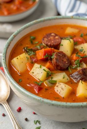 Spanish Potato Soup with Chorizo
