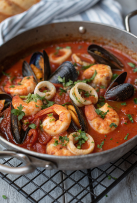 Spicy Nduja Seafood in Tomato Broth