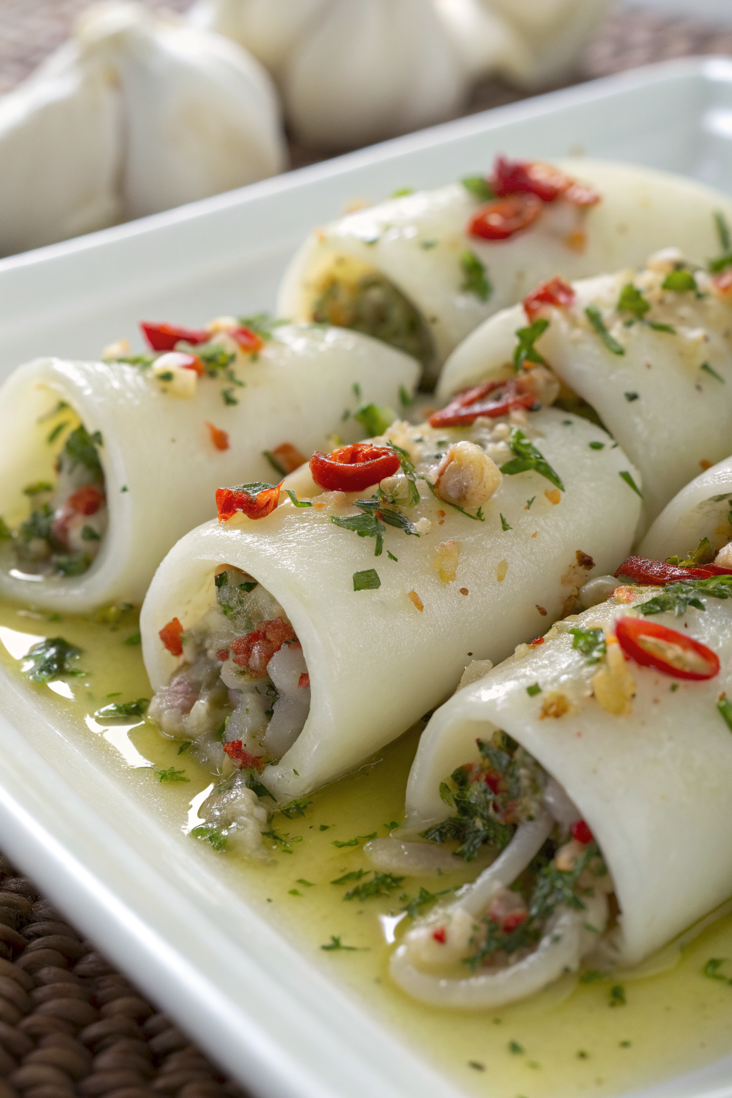 Tasty Grilled Squid with Garlic and Chili