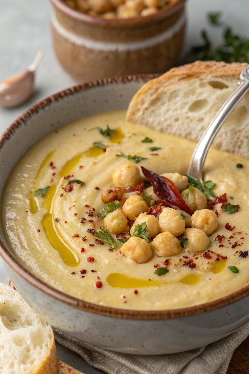 Vegan Garlic Chickpea Soup Recipe