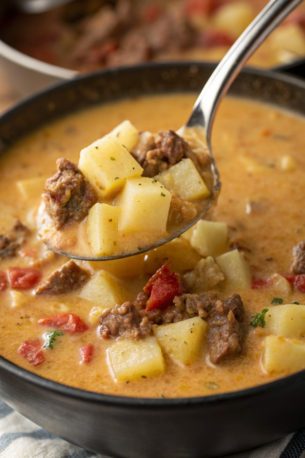Cheesy Beef Potato Soup Recipe