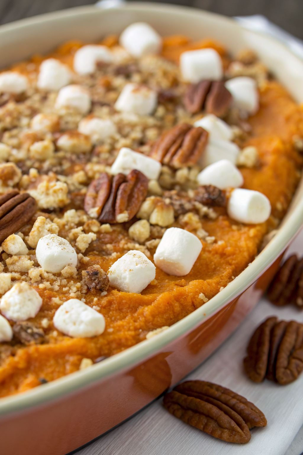 Classic Sweet Potato Casserole with Pecans Marshmallows