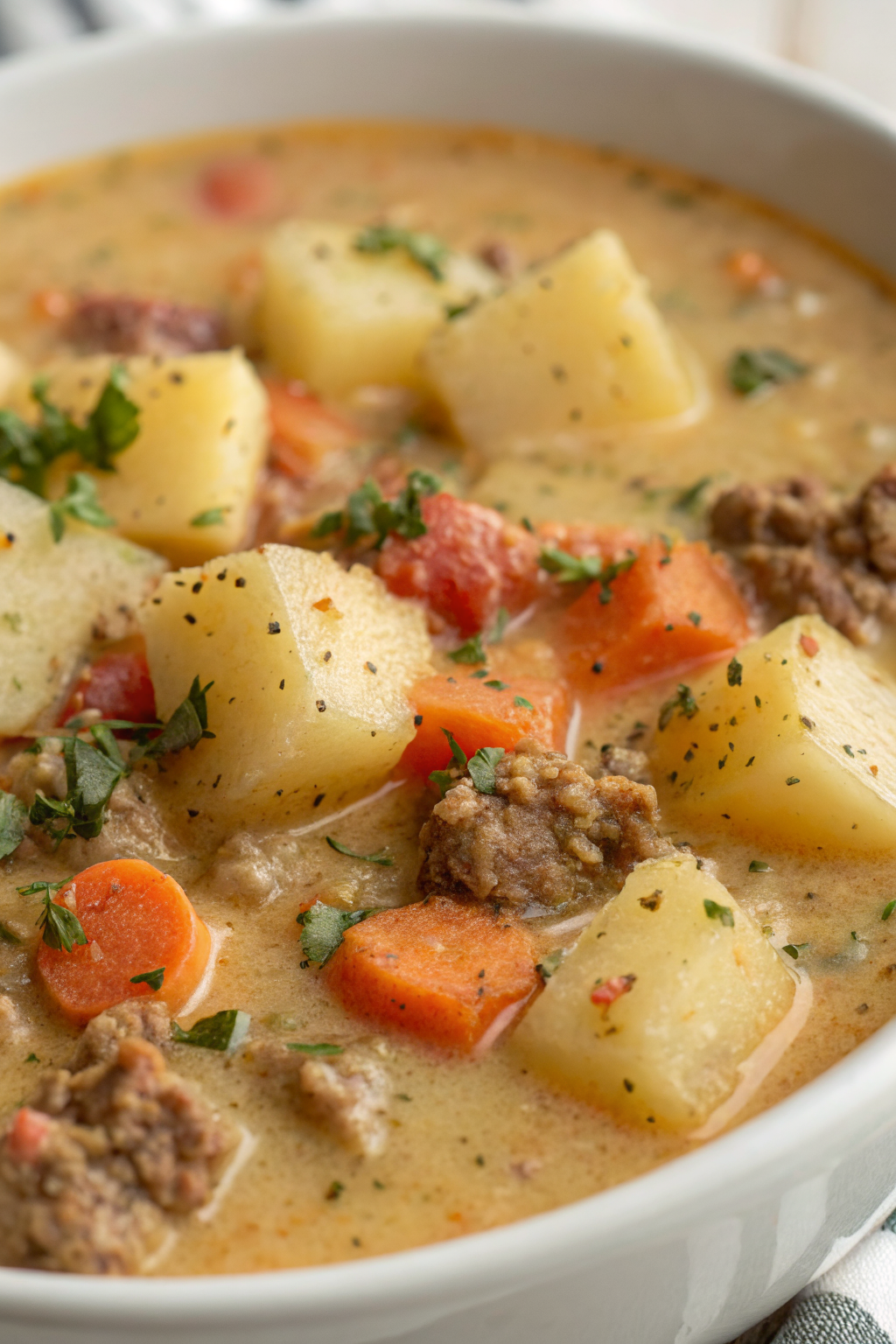 Crockpot Creamy Potato & Hamburger Soup Recipe