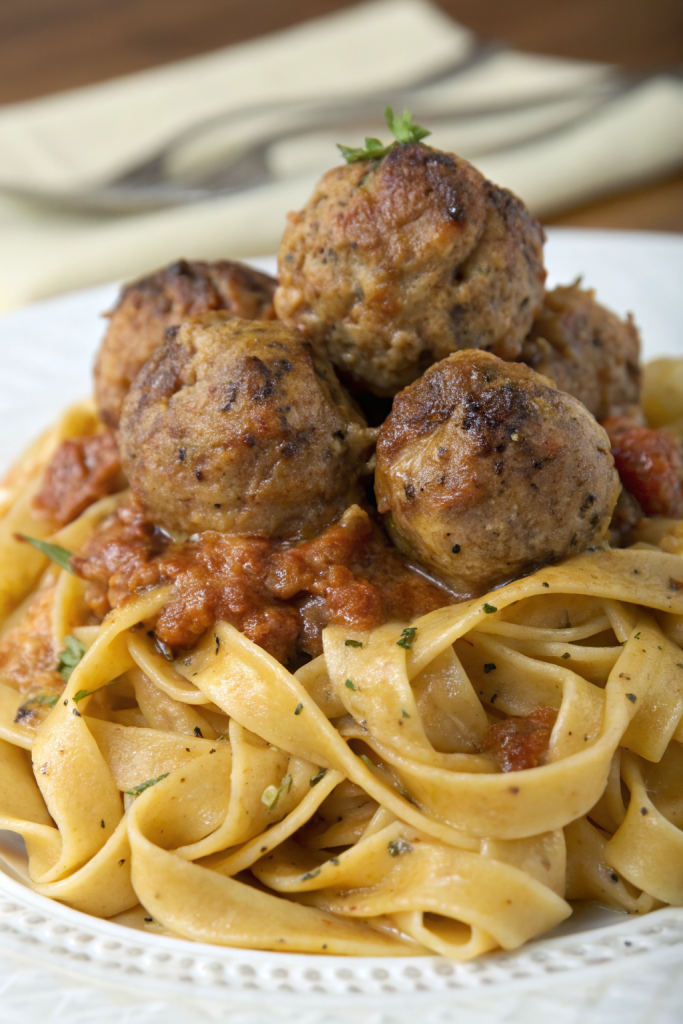 Garlic Butter Turkey Meatballs with Lemon Zucchini Noodles