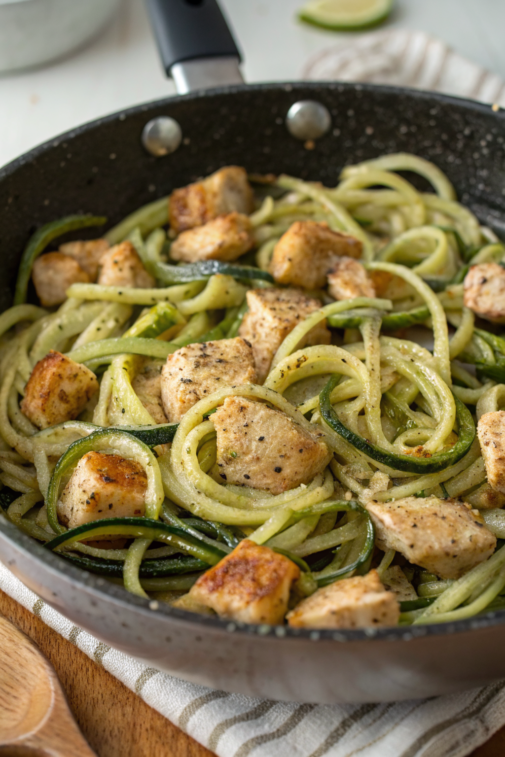 Garlic Chicken Zucchini Noodles Stir Fry Recipe