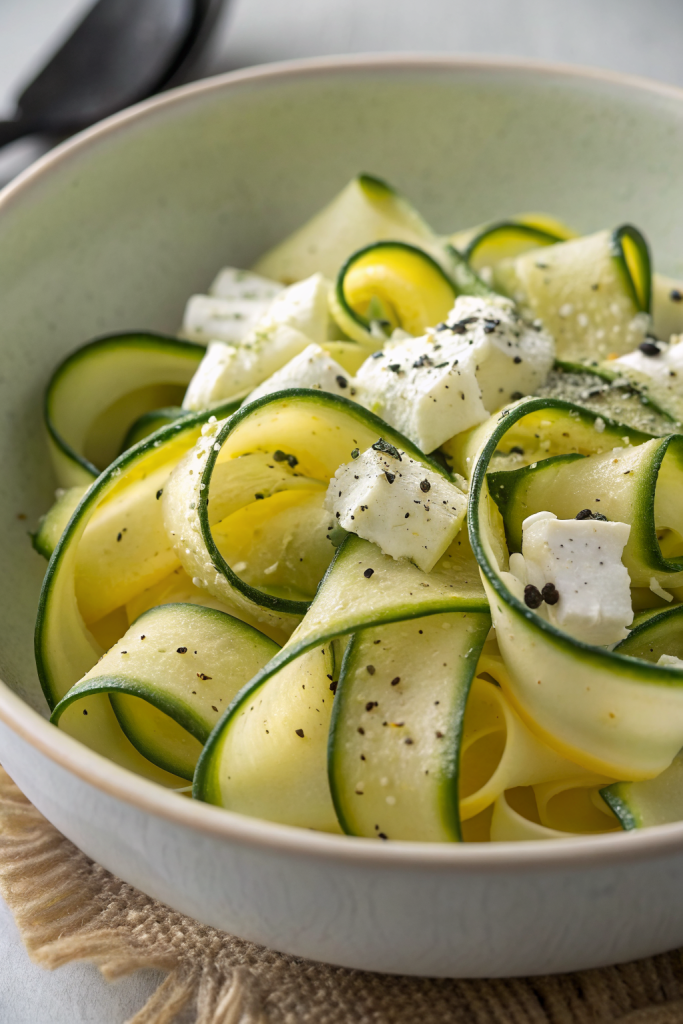 Italian Shaved Zucchini Salad with Feta