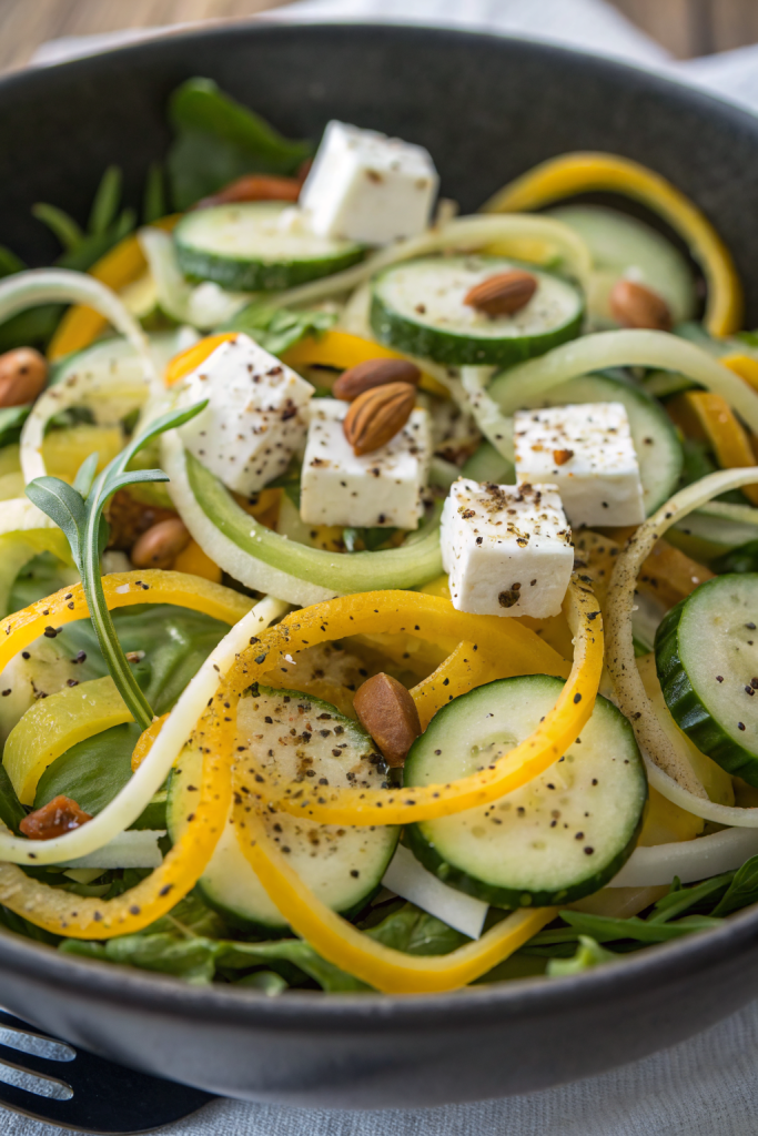 Shaved Zucchini Salad with Plums Herbs Almonds