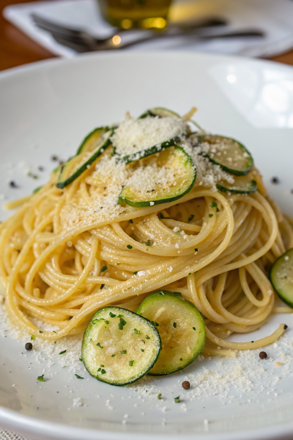 Spaghetti with Fried Zucchini Recipe