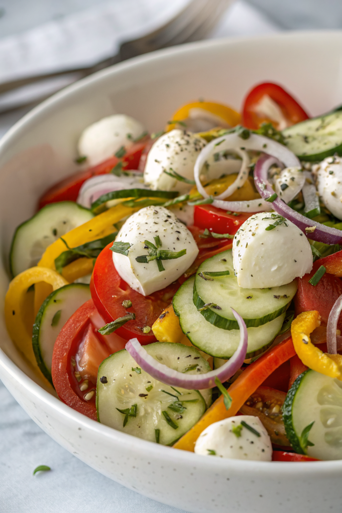 Summer zucchini salad with seeds, mint and lemon dressing