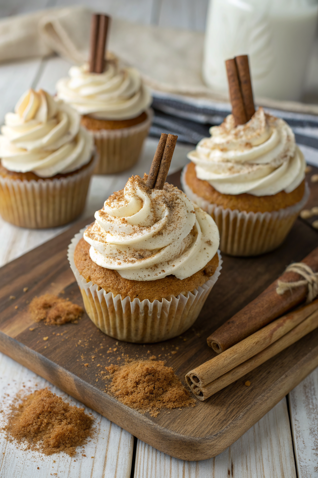 Vanilla Chai Pumpkin Latte Cupcakes with Cinnamon