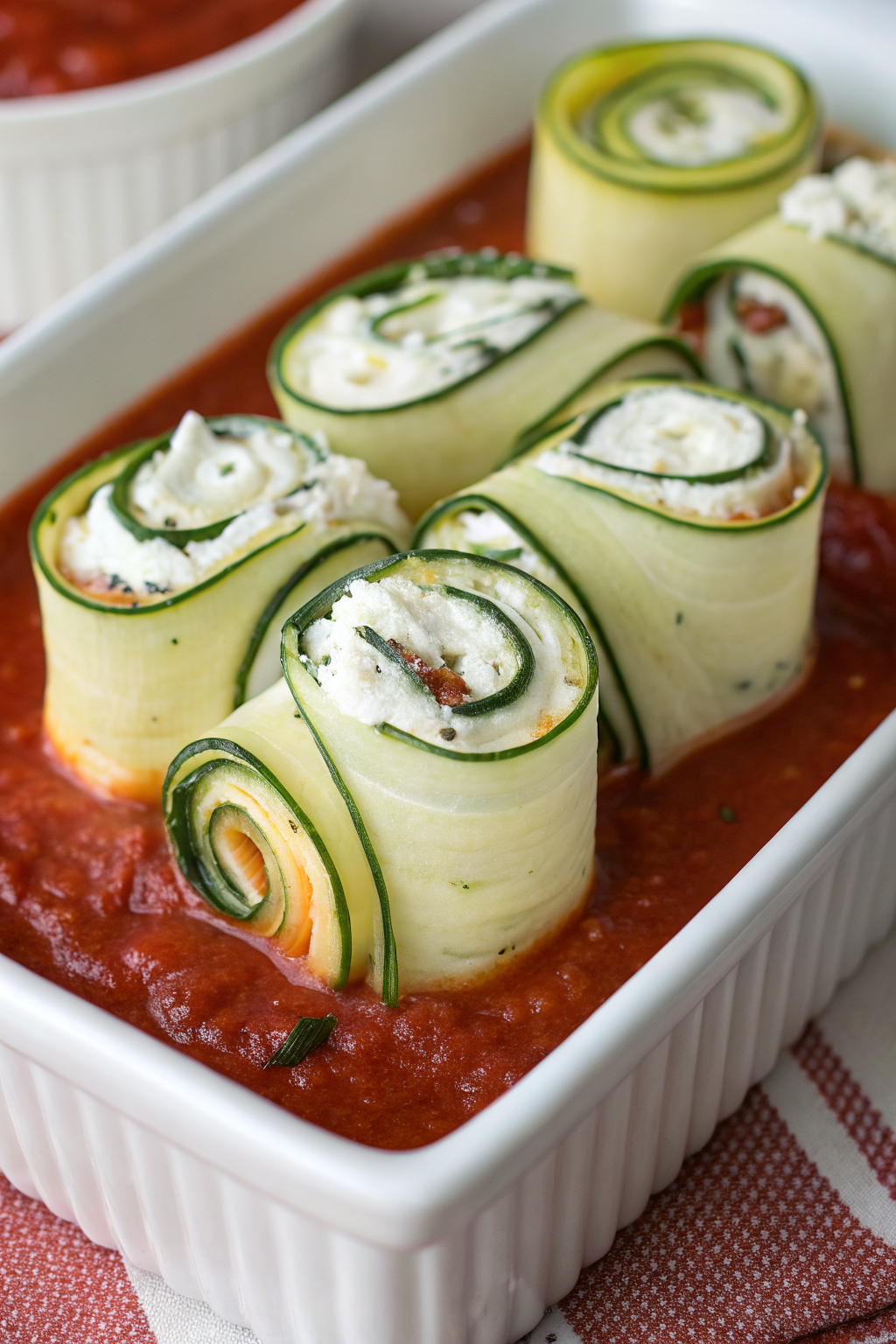 Zucchini Lasagna Roll-Ups With Spinach and Cheese
