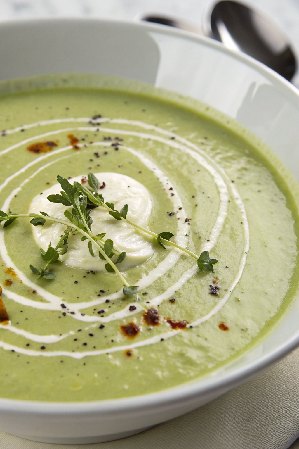 Zucchini Soup with Yogurt Lemon and Dill