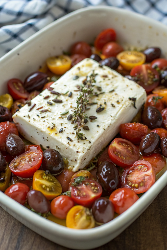 Baked Feta with Tomatoes and Olives Recipe
