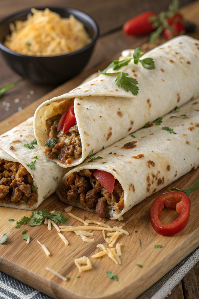 Cheesy Beef Burritos with Fries Recipe