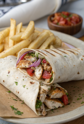Chicken Sharwama Wrap with garlic sauce