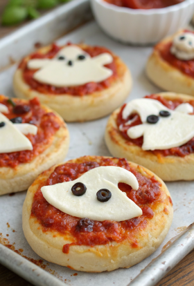Easy Mini Halloween Pizzas Recipe