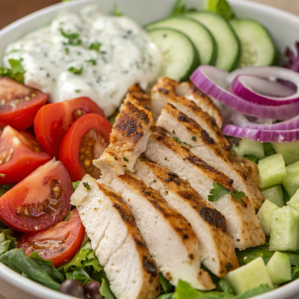 Mediterranean Chicken Salad with Creamy Tzatziki