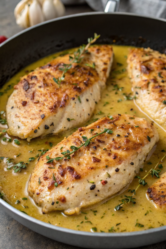 Pan Seared Chicken with zesty Lemon Mustard Sauce