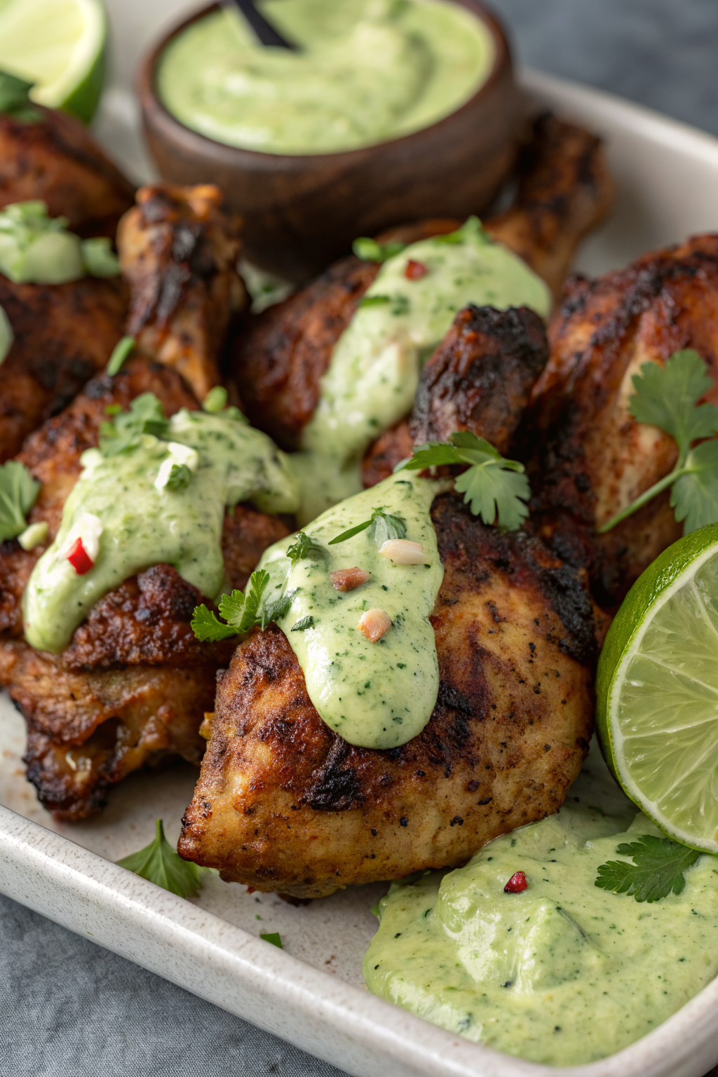 Peruvian Grilled Chicken with Creamy Green Sauce