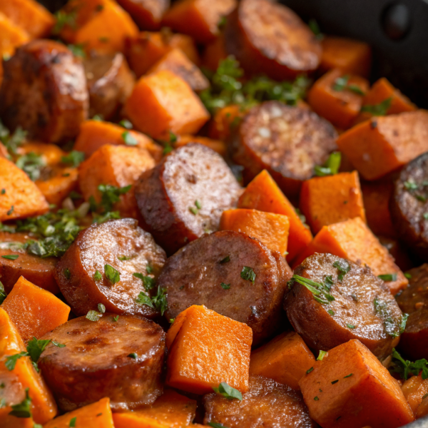 Sausage and Sweet Potatoes with Honey Garlic Sauce Recipe