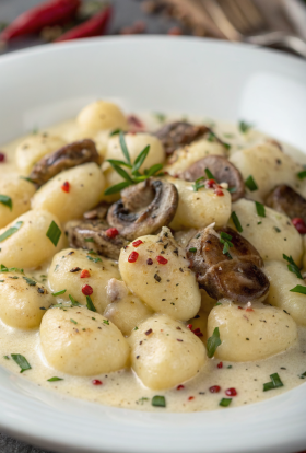 Spinach Mushroom Gnocchi Garlic Smoked Paprika Cream Sauce