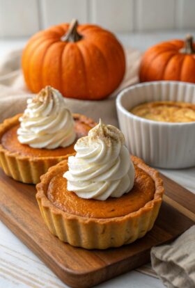 Baked Pumpkin Custards with Maple Mascarpone Whipped Cream
