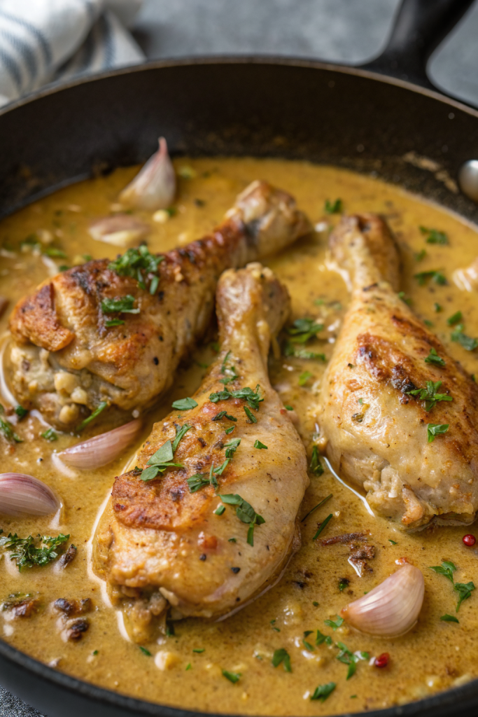 Creamy Garlic Chicken Drumsticks Recipe