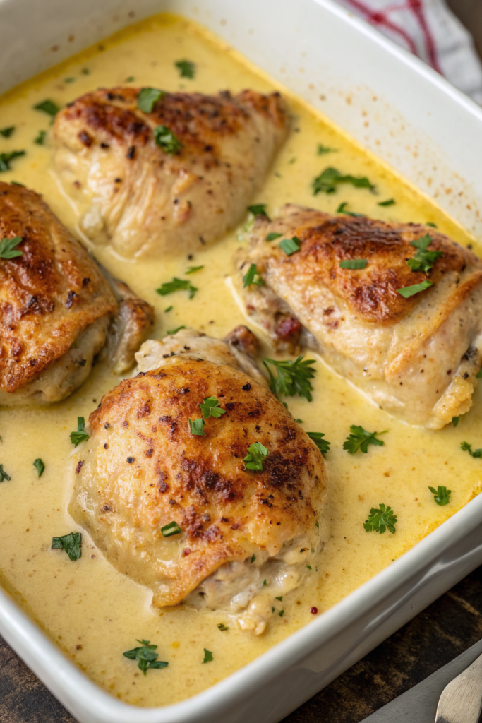 Creamy Oven Baked Chicken Thighs Recipe