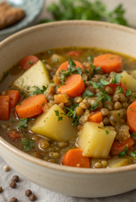 Easy Lentil Potato Soup Recipe