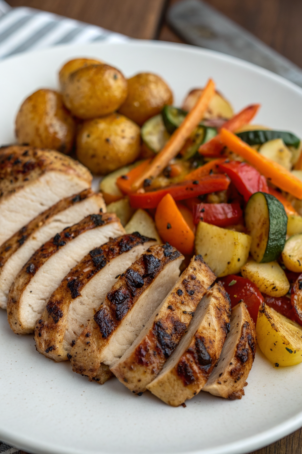 Grilled Chicken with Roasted Veggies Potatoes