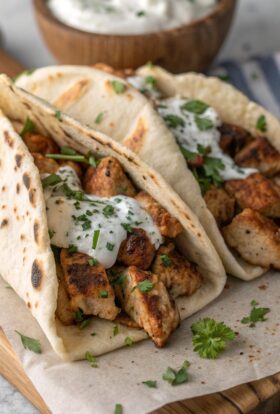 Mediterranean Chicken Gyros with Creamy Feta Tzatziki