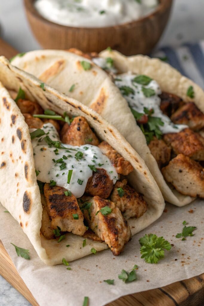 Mediterranean Chicken Gyros with Creamy Feta Tzatziki
