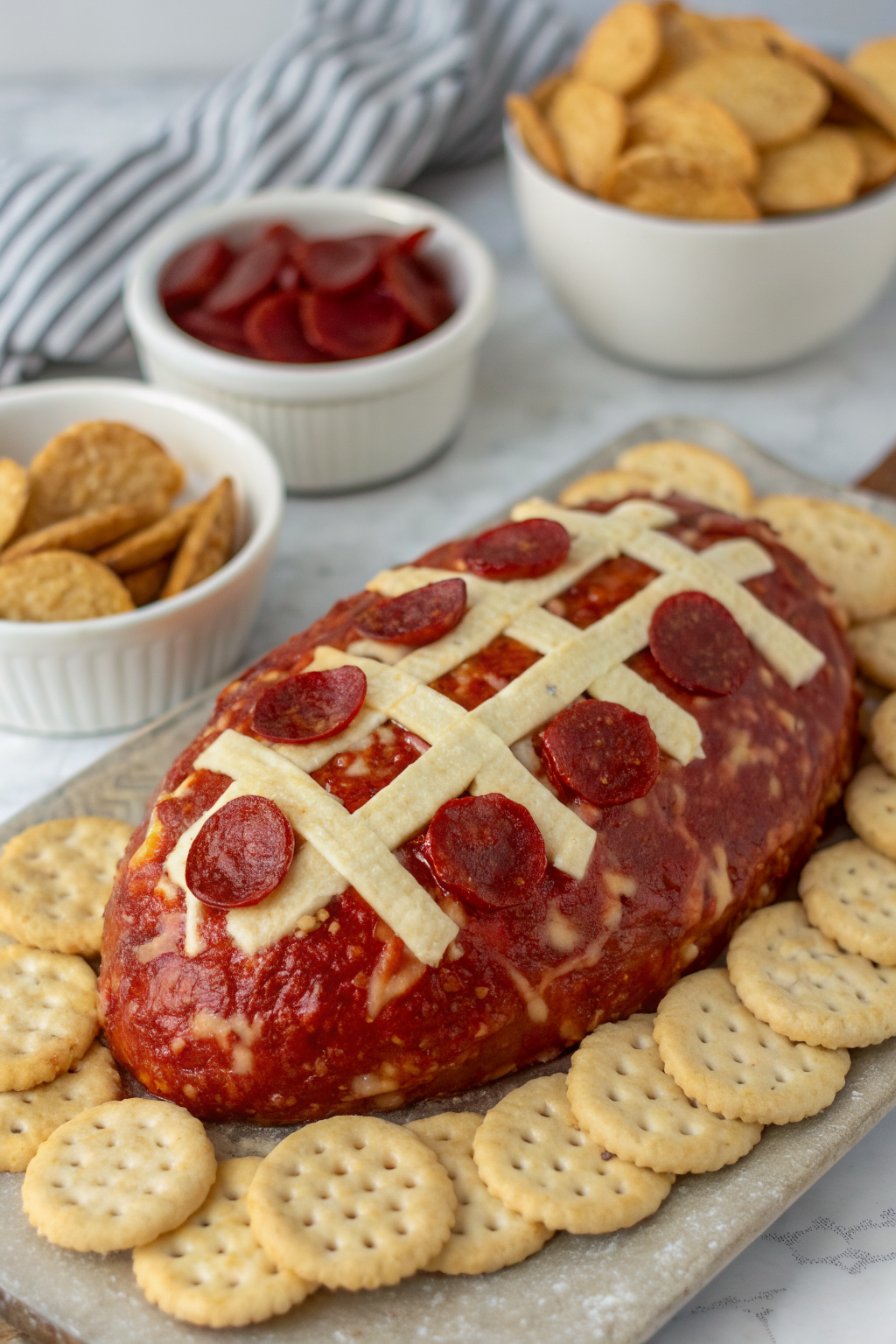 Pepperoni Football Cheese Ball Recipe