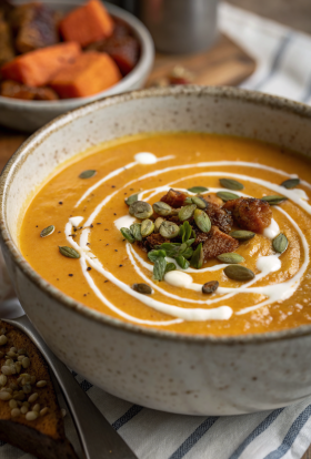 Spicy Butternut Squash Sweet Potato Soup Recipe