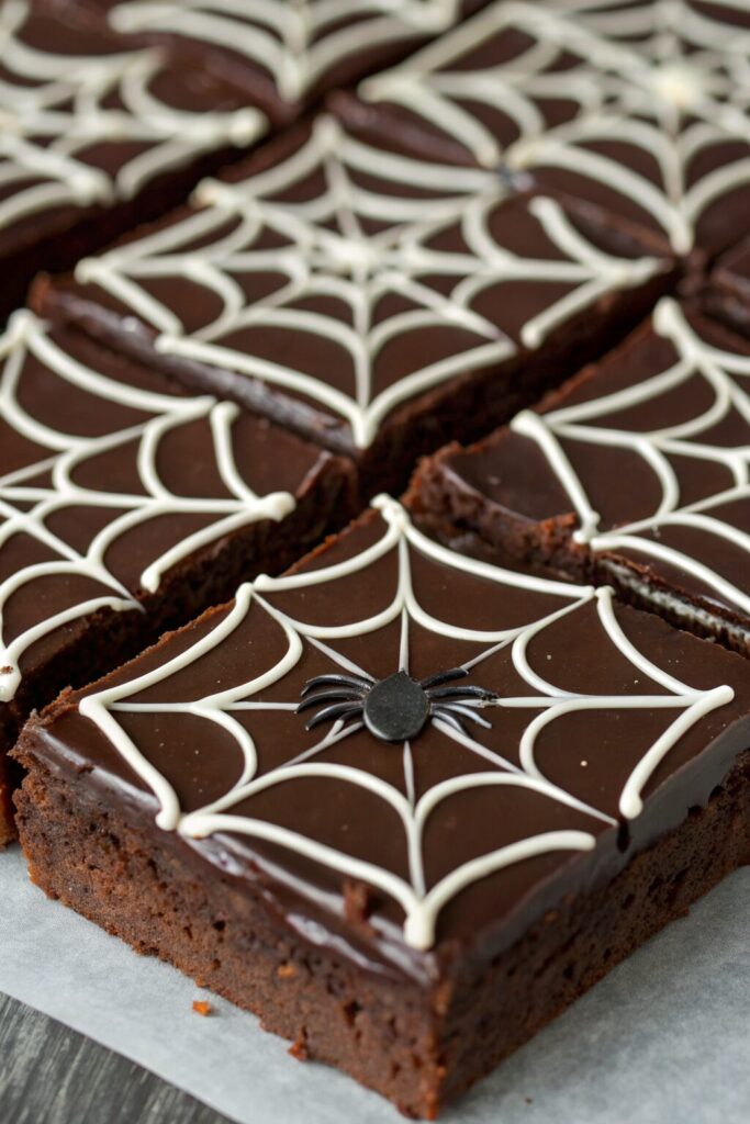 White Chocolate Spiderweb Brownies Recipe