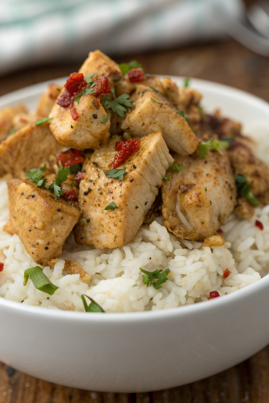 Chicken Scampi with Creamy Garlic Parmesan Rice