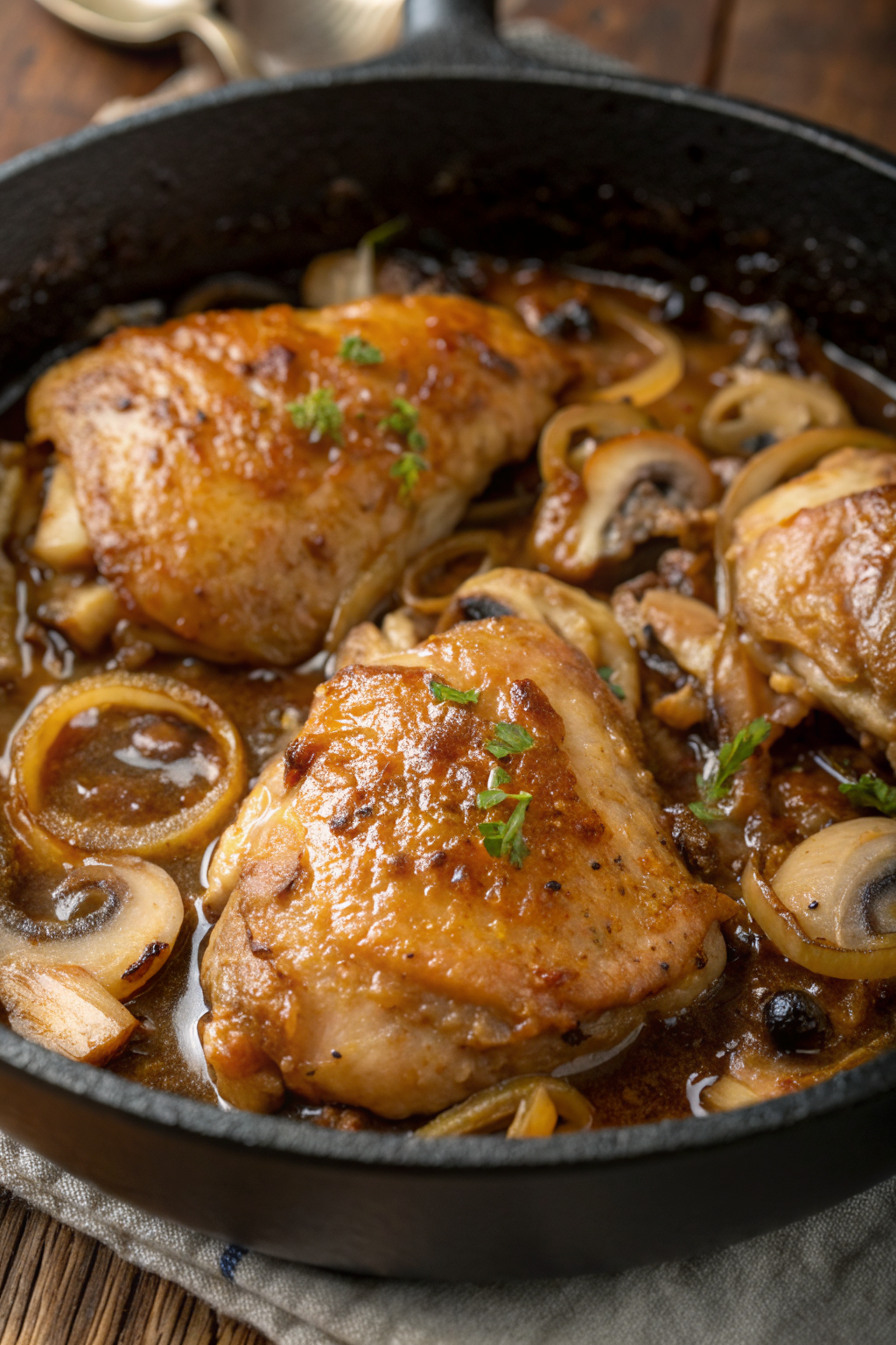 Cider Braised Chicken With Caramelized Onions