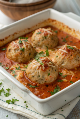 Creamy Chicken Ricotta Meatballs with Spinach Alfredo