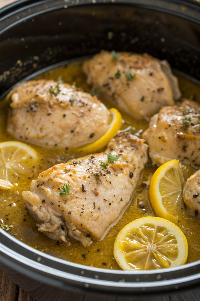 Crock Pot Chicken thighs Recipe with Lemon Garlic Butter