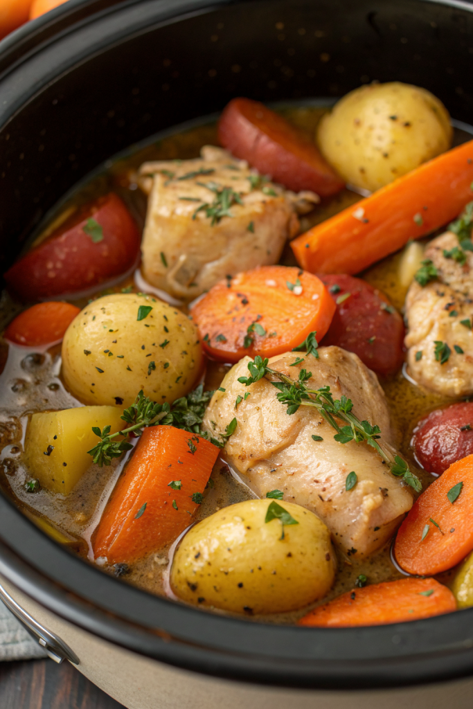 Crock Pot Garlic Butter Chicken with Potatoes and Carrots