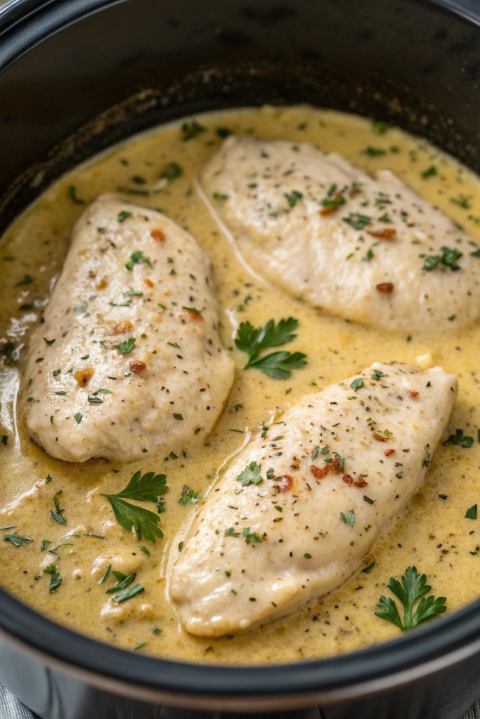 Crockpot Creamy Garlic Parmesan Chicken Recipe