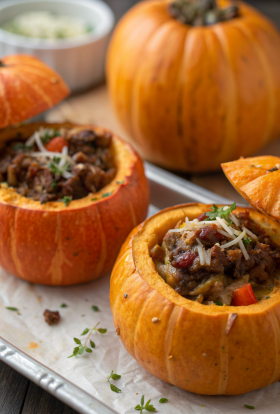 Ground Turkey & Brown Butter Sage Stuffed Pumpkins